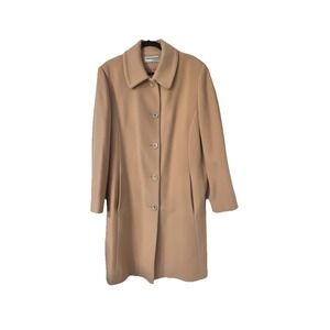 Forecaster of Boston Long Tan  Beige‎ Lambs Wool Coat size 16 Preppy